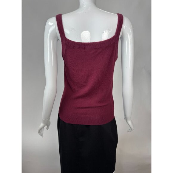 Vintage Fredini Burgundy Knit Tank Top With Angora/Wool Blend Square Neckline Sl - Picture 5 of 16